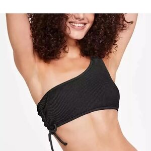 Salt + Cove JUNIORS TEXTURED ONE SHOULDER BIKINI SWIM TOP, Small